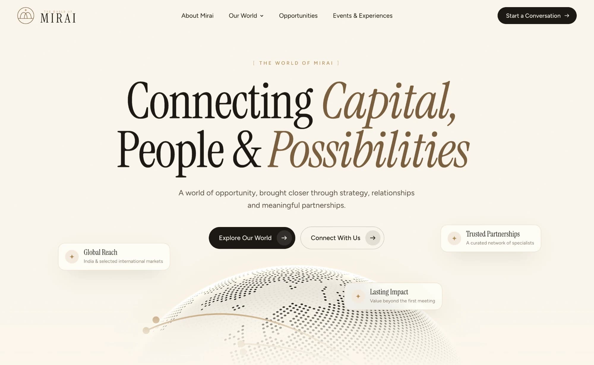 The World of Mirai website screenshot
